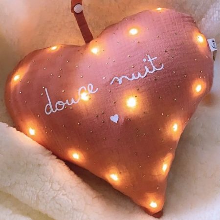 veilleuse bébé personnalisée cœur LED lumière douce nuit