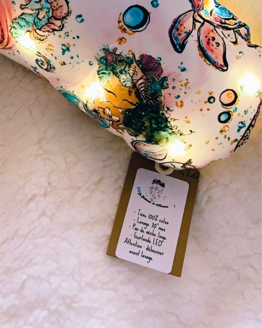 étiquette entretien veilleuse bébé nuage tissu Oeko-Tex