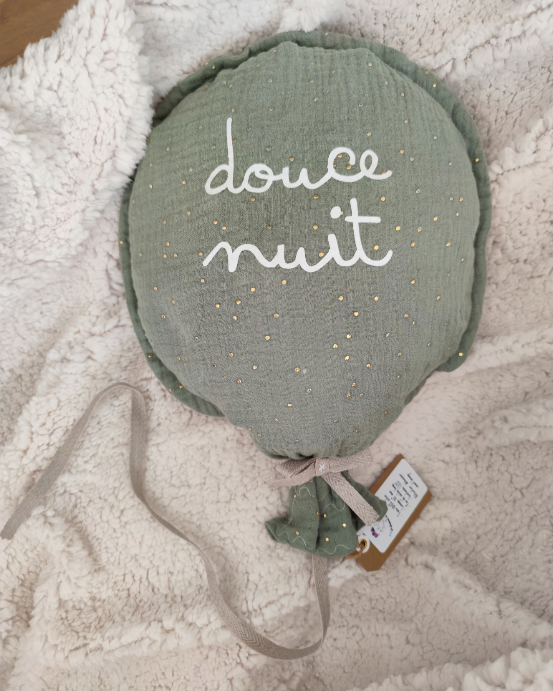 veilleuse ballon bébé verte personnalisée douce nuit tissu double gaze