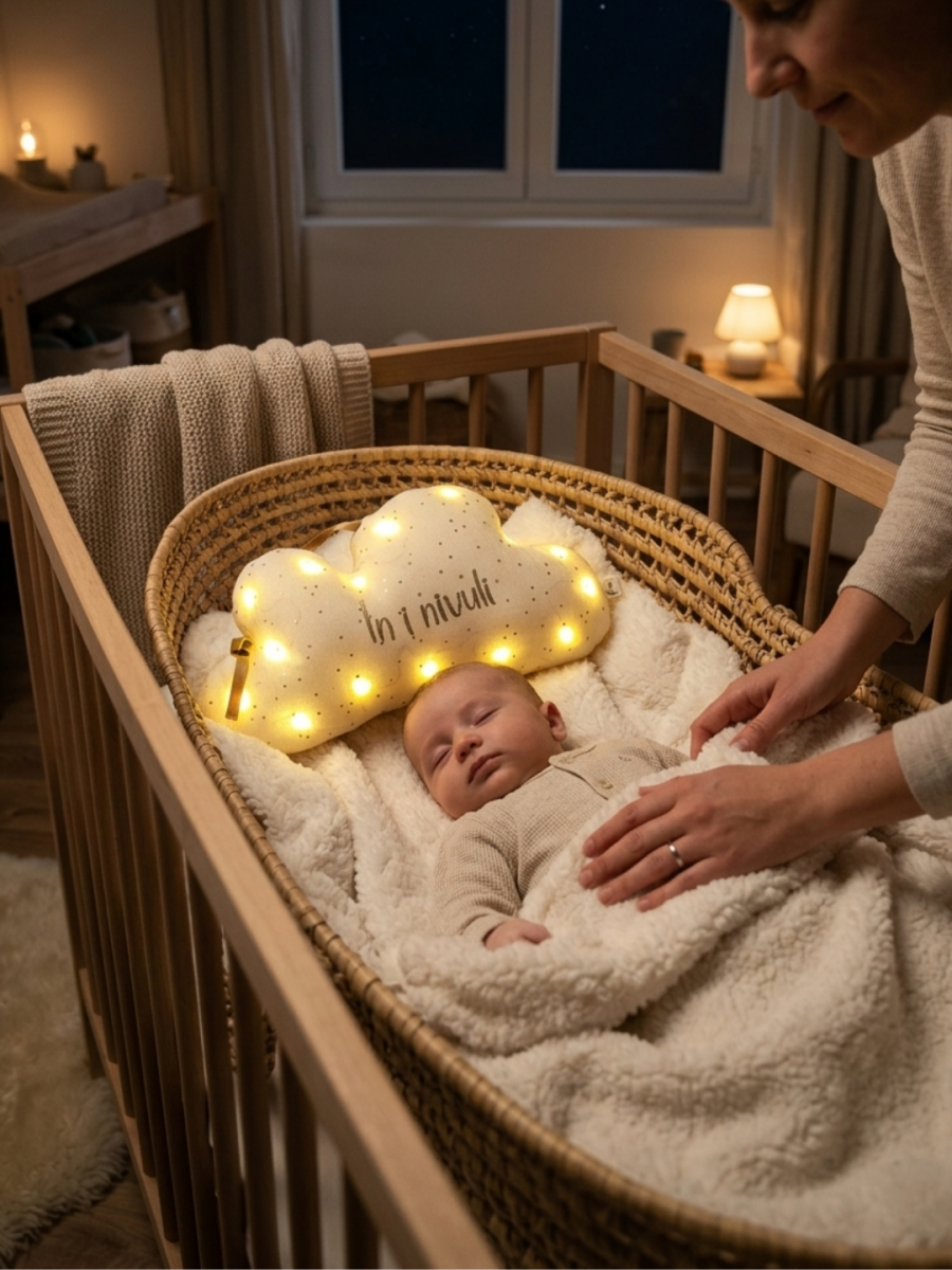 veilleuse bébé nuage personnalisée avec lumière douce accompagnant le sommeil de bébé