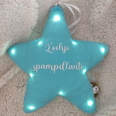 veilleuse étoile bébé personnalisée corse prénom tissu double gaze LED