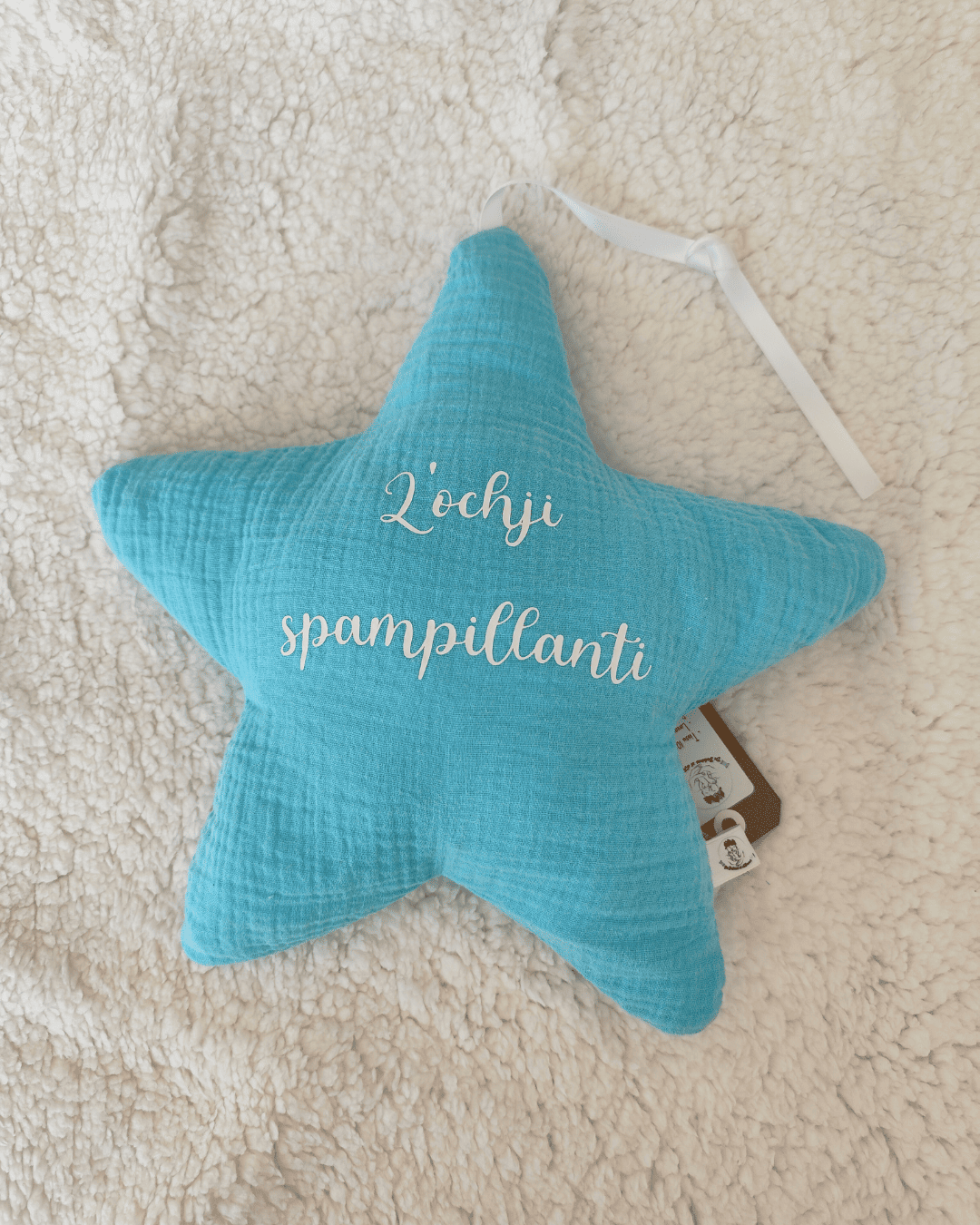 veilleuse bebe etoile tissu double gaze coton personnalisee prenom couleur bleu