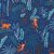 coton motif singes fond bleu