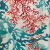 Tissu coton motif corail bleu et rouge