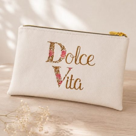 Pochette brodée femme Dolce Vita en simili cuir blanc avec fermeture dorée